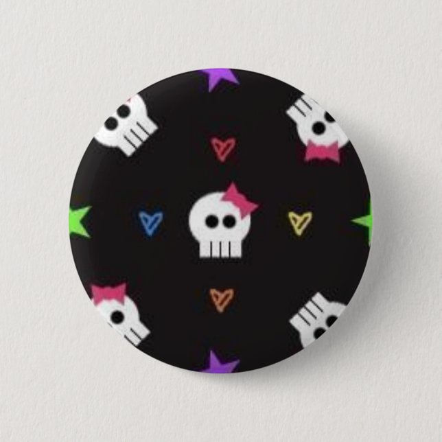 girly skulls 6 cm round badge (Front)