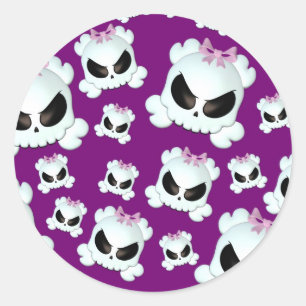 Girly Skullz Classic Round Sticker