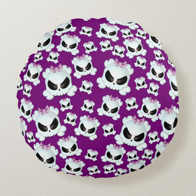 Girly Skullz Round Cushion (Front)