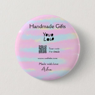 Girly small business handmade gifts made love QR 6 Cm Round Badge