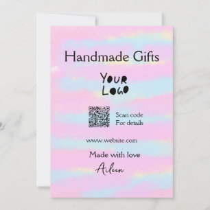 Girly small business handmade gifts made love QR Holiday Card