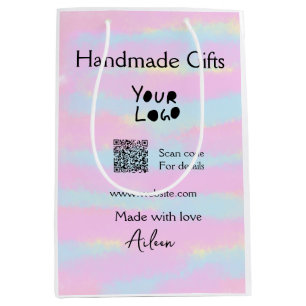 Girly small business handmade gifts made love QR Medium Gift Bag