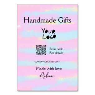 Girly small business handmade gifts made love QR Table Number