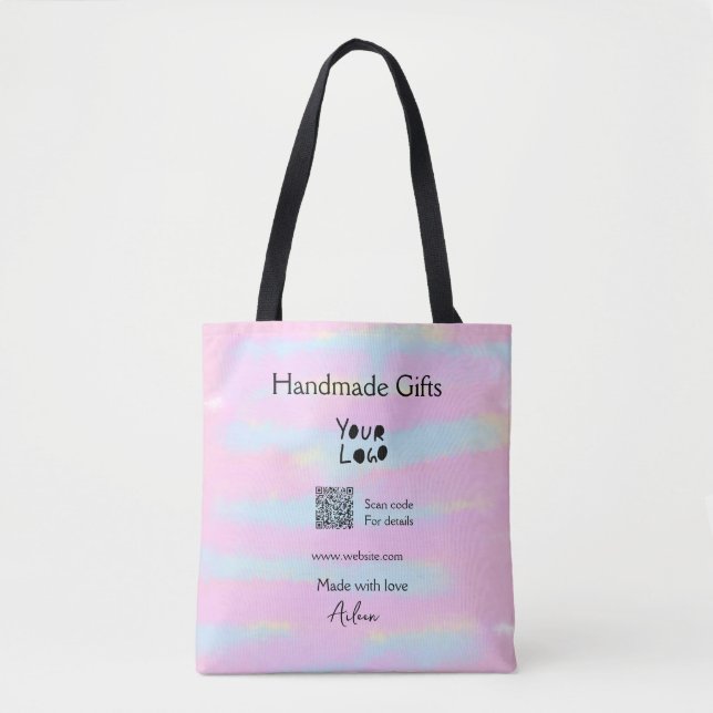 Girly small business handmade gifts made love QR Tote Bag (Front)