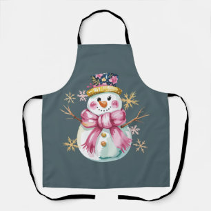 Girly Snowman Winter Holiday Christmas Cute Apron