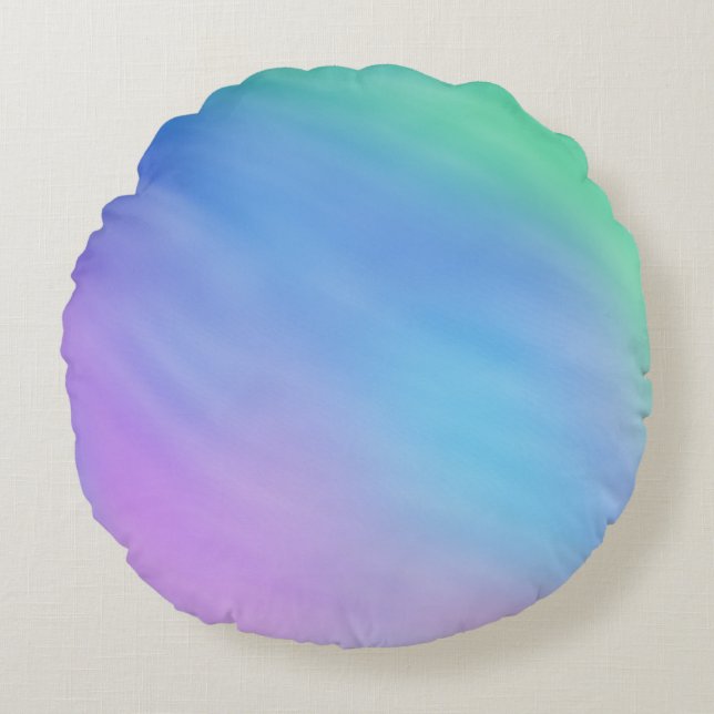 Girly Soft Rainbow Coloured Sky Round Cushion (Front)