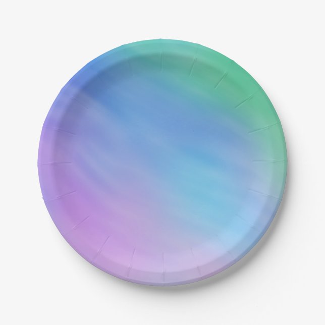 Girly Soft Rainbow Sky Paper Plate (Front)