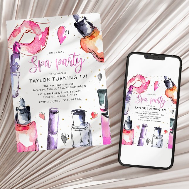 Girly Spa Birthday Party Invitation (Creator Uploaded)