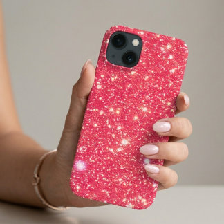 Girly Sparkly Faux Glitter Hot Pink Glitzy Glam iPhone 13 Case