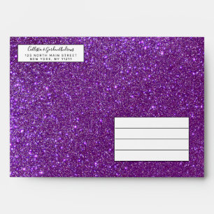Girly Sparkly Royal Purple Glitter Envelope