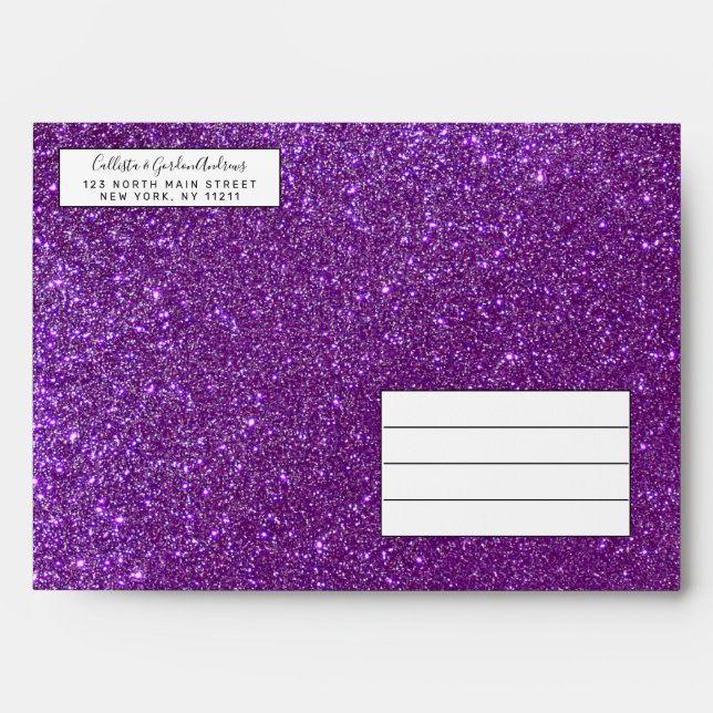 Girly Sparkly Royal Purple Glitter Envelope (Front)