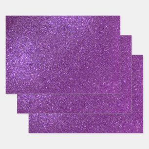 Girly Sparkly Royal Purple Glitter Wrapping Paper Sheet