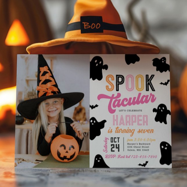 Girly Spooktacular Halloween Birthday Invitation (Creator Uploaded)