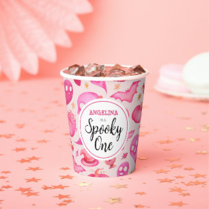 Girly Spooky One 1st Birthday Name Paper Cups