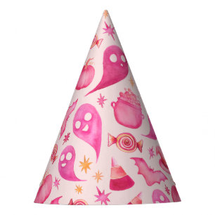 Girly Spooky One First Birthday Pink Ghosts Party Hat