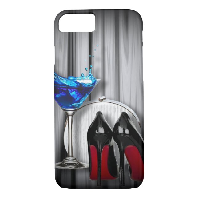 girly stilettos blue martini party girl modern Case-Mate iPhone case (Back)