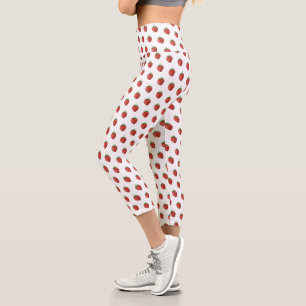 Girly Strawberry   Capri Leggings   White