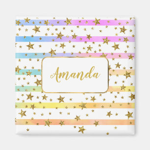 Girly stripes and stars magnet