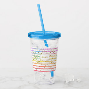 Girly stripes and stars personalised acrylic tumbler