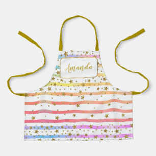 Girly stripes and stars personalised apron