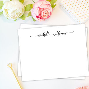 Girly Stylish Calligraphy Script Signature Black Card