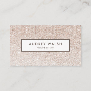 Girly Stylish Champagne pink glitter and  White Business Card