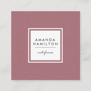 Girly Stylish Fashion ROSE GOLD + white square Square Business Card
