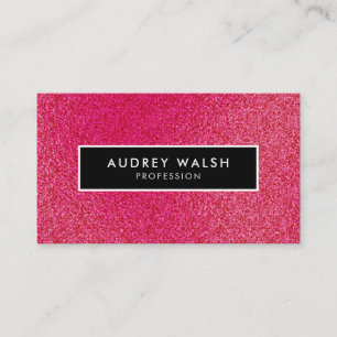 Girly Stylish Faux Magenta Glitter  Black Business Card