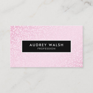 Girly Stylish Faux Pink Sequin Black Business Card