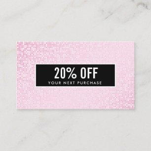 Girly Stylish Faux Pink Sequin Black Coupon Card