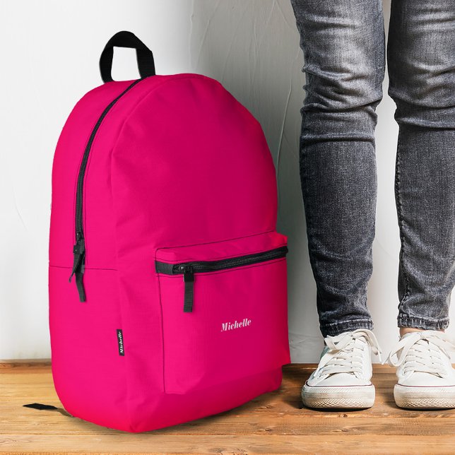 Girly Stylish Neon Hot Pink Modern To School Printed Backpack (Girly Stylish Neon Hot Pink Modern Name Printed Backpack
)