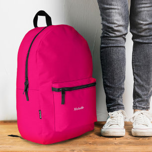 Girly Stylish Neon Hot Pink Modern To School Printed Backpack