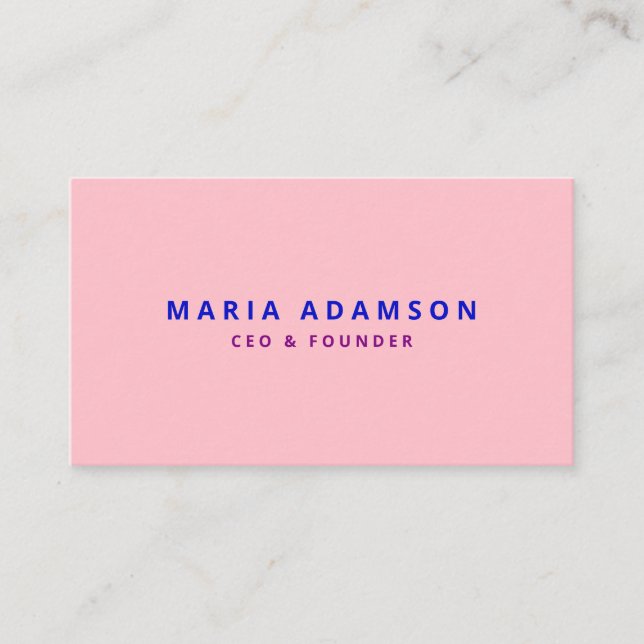 Girly Stylish Pink Founder Ceo President Business Card (Front)