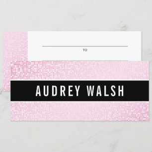 Girly Stylish Pink Sequin Black Gift Certificate Invitation