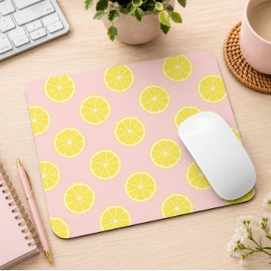 Girly Summer Aesthetic Pink Lemon Slice Mouse Mat