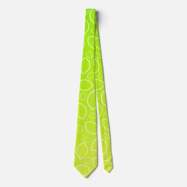 girly summer fresh green yellow lemon pattern tie (Front)