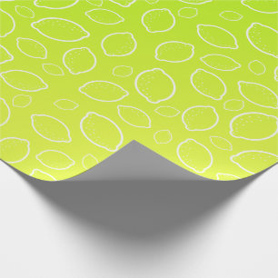 girly summer fresh green yellow lemon pattern wrapping paper