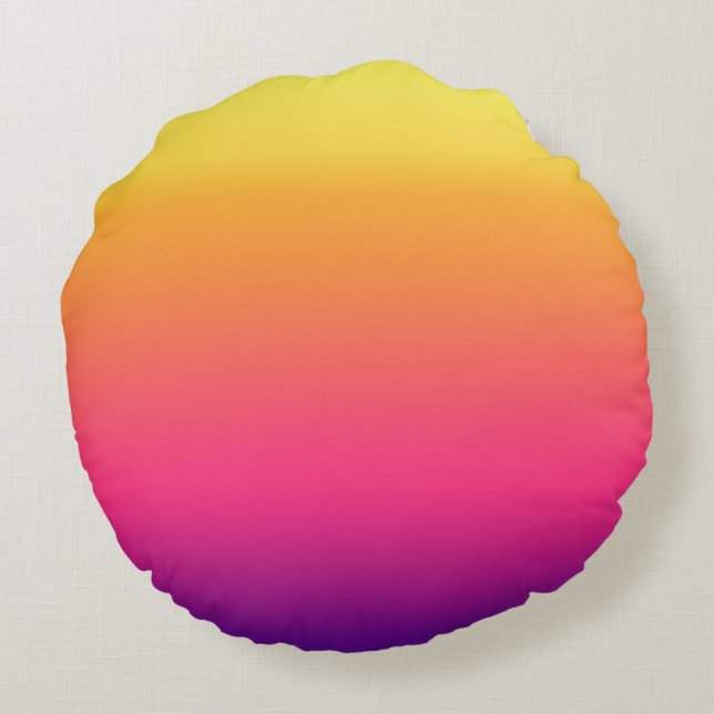 Girly Summer Tropical Gradient Abstract Sunset Round Cushion (Back)