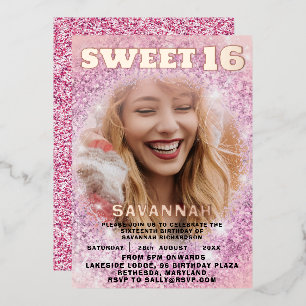 Girly Sweet 16 Rose Gold Calligraphy & Glitter 