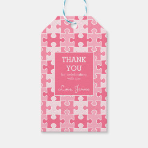 Girly Sweet Pink Piece It Together Puzzle Gift Tags
