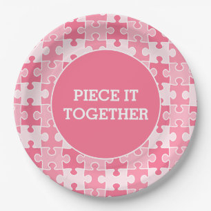 Girly Sweet Pink Piece It Together Puzzle  Paper Plate
