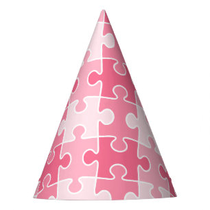 Girly Sweet Pink Puzzles Piece Party Hat