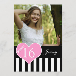 GIRLY SWEET SIXTEEN PHOTO INVITATION