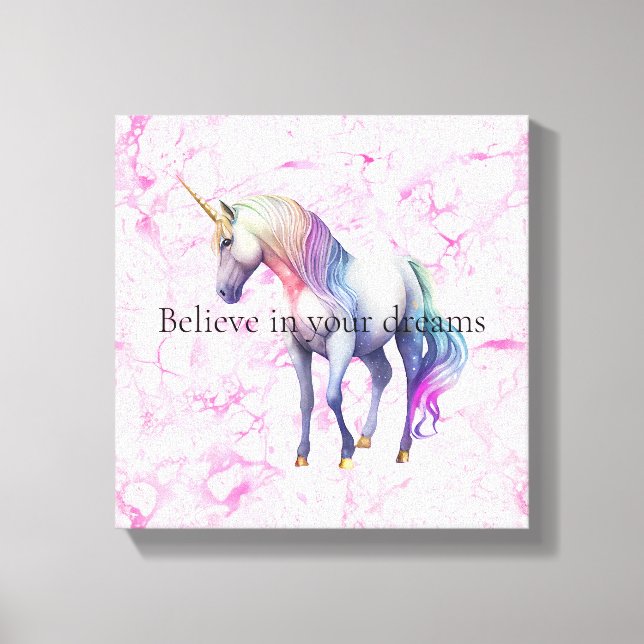 Girly Swirly Pink Unicorn Swirls Canvas Print (Front)