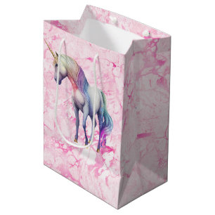 Girly Swirly Pink Unicorns Medium Gift Bag