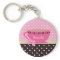 Girly Teacup Pink and Brown Polka Dot Bow and Name