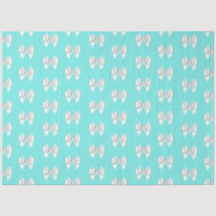 Girly Teal Aqua Blue Tiffany Theme White Bow Tissue Paper