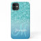 Girly Teal Faux Glitter Monogram Name Personalised