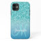 Girly Teal Faux Glitter Monogram Name Personalised