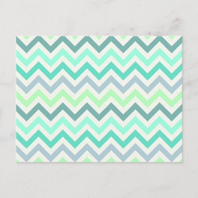 Girly Teal Mint Green Chevron Aztec Pastel Colours Postcard (Front)